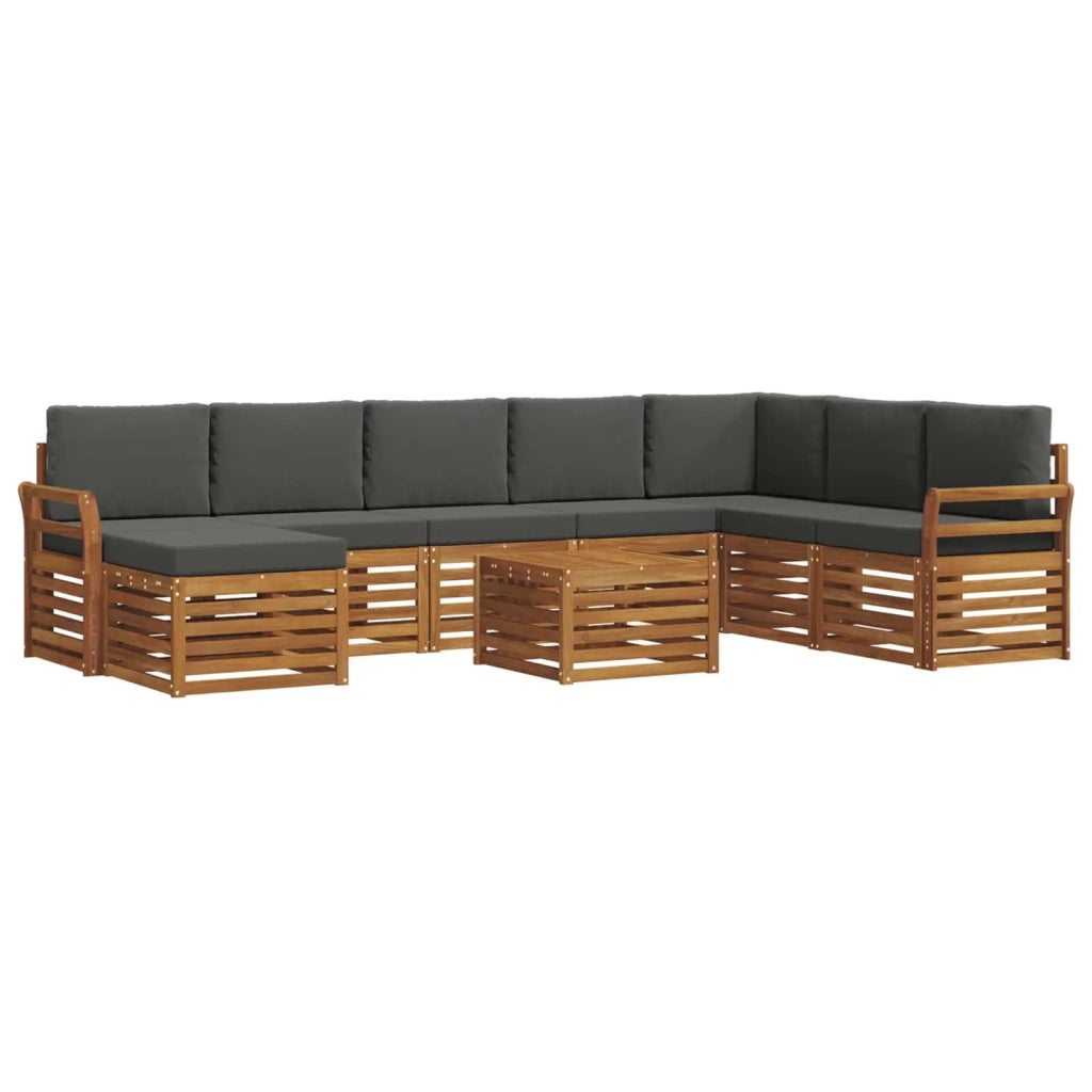 Set di divani da esterno con cuscino 9 pcs Naturale e Antracite