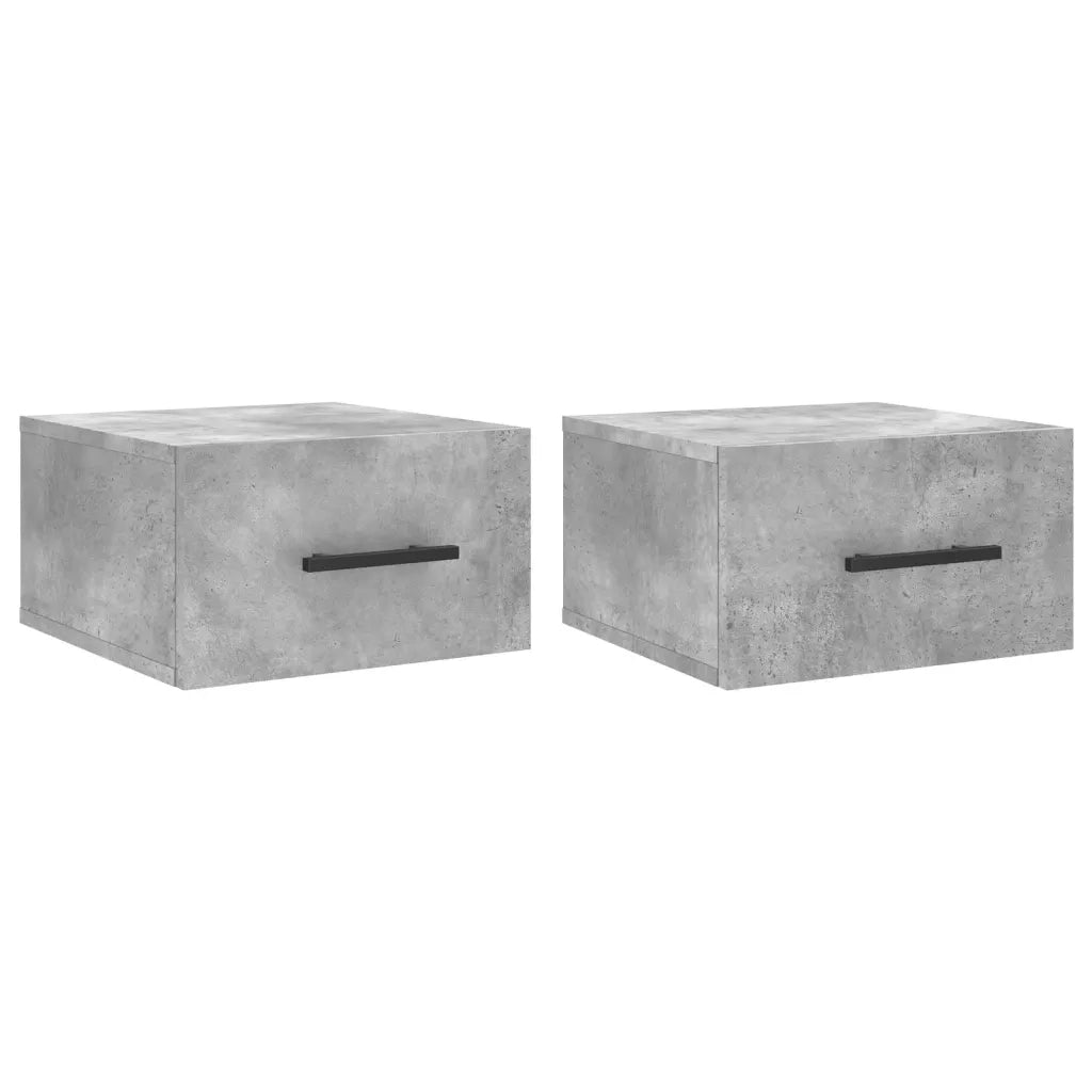 Set di 2 Comodini | Armadio da Notte | Mobiletto da notte a Muro Grigio Cemento 35x35x20 cm