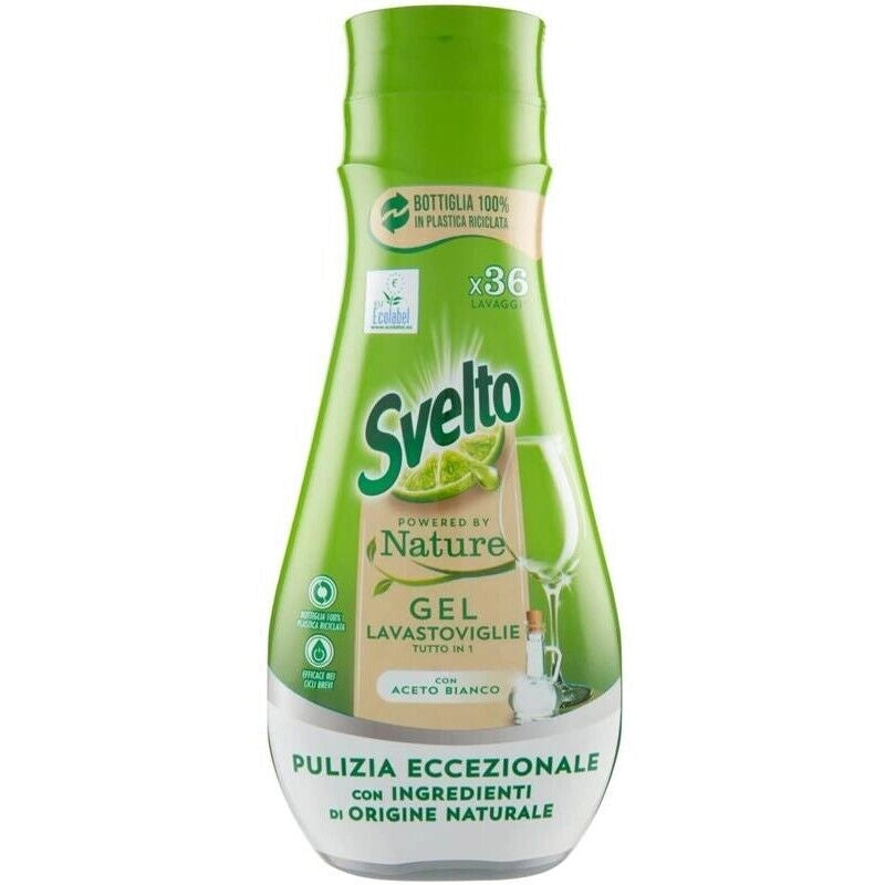SVELTO GEL ECOLABEL PER LAVASTOVIGLIE DA 640 ML CON ACETO BIANCO