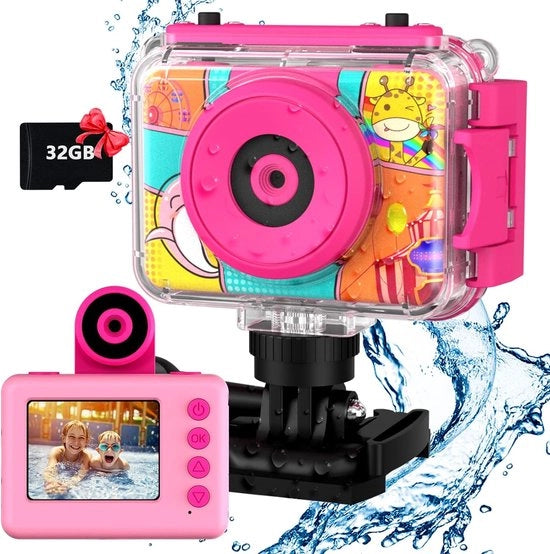Camera Digitale per Bambini - Impermeabile - Onderwater - Azione per Bambini 

Modello: Mini-Digitale Kindercamera 
Codice: 123456
Specifica: 4 MP, 2" schermo, video 720p, 16GB di memoria interna, Wi-Fi, Bluetooth
