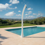 Colonna Doccia Ecologica a Riscaldamento Solare in Polietilene HD Bianco RAL9003 per Giardino e Piscina, Serbatoio 25 Lt con Lavapiedi STARMATRIX RIO WHITE.