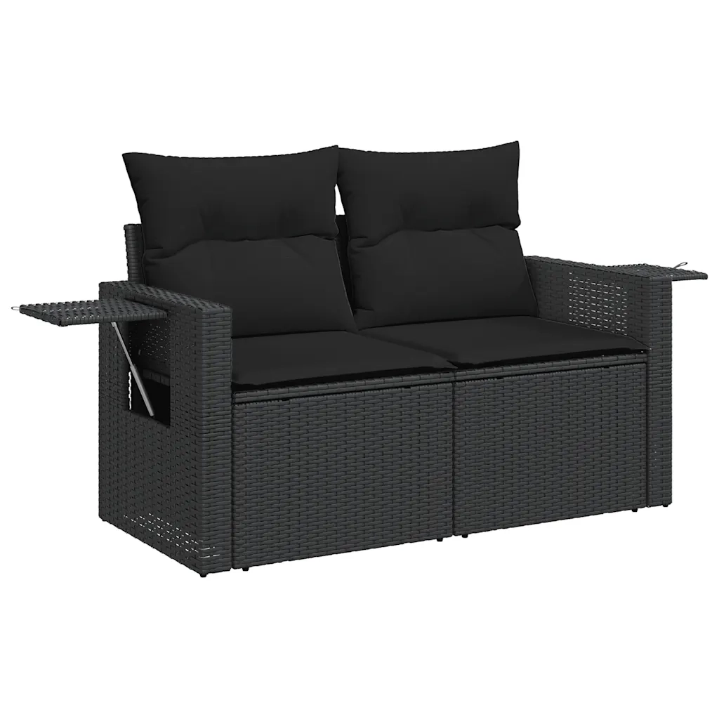 Set Divani da Giardino 9 pz con Cuscini Nero in Polyrattan 3327875