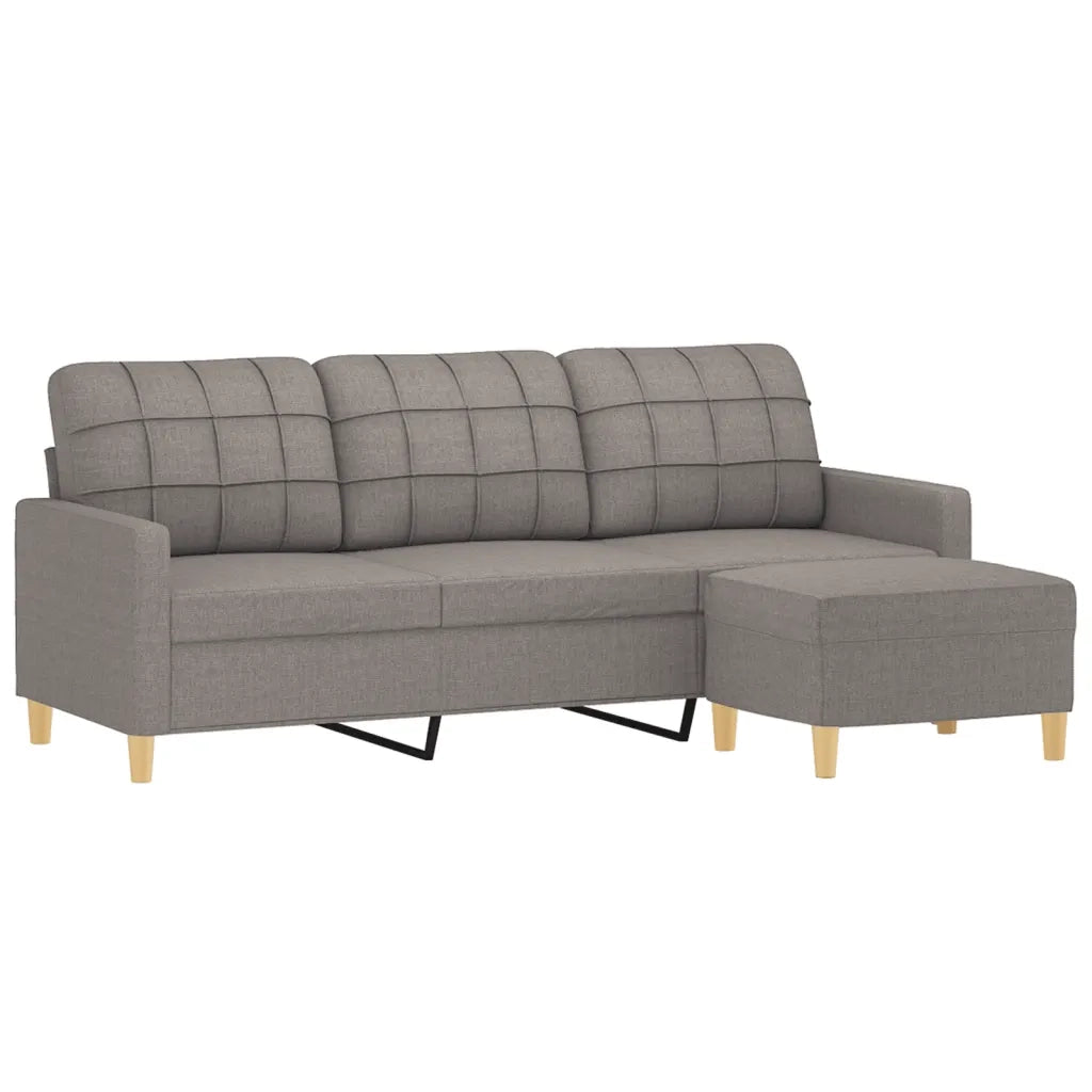 Divano a 3 Posti con Poggiapiedi-Sofa 3 Posti con Poggiapiedi Tortora 180 cm in Tessuto 362068