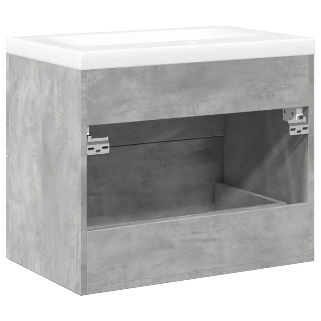 Set Mobili da Bagno | Armadio da bagno 2 pz Grigio Cemento in Legno Multistrato