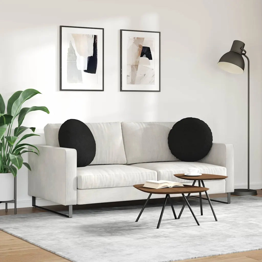 Cuscini per Seduta 2 pcs Nero Ø50 x 19 cm Tessuto 42014159