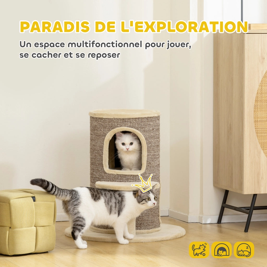 Tiragraffi per gatti a due livelli con piattaforma ¨C zephmum ¨C 60x60x61 cm beige