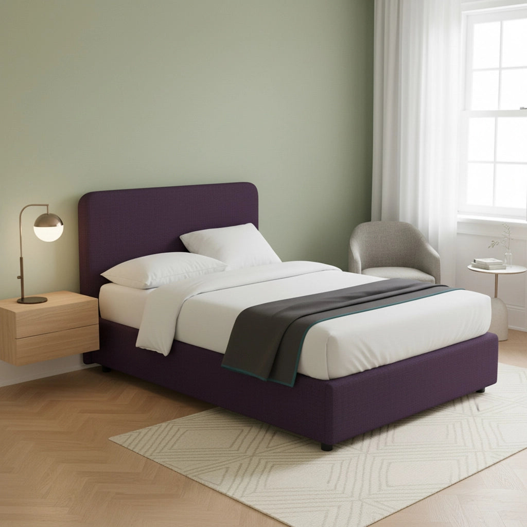 Wigan, Letto Matrimoniale Sfoderabile Made in Italy, Viola