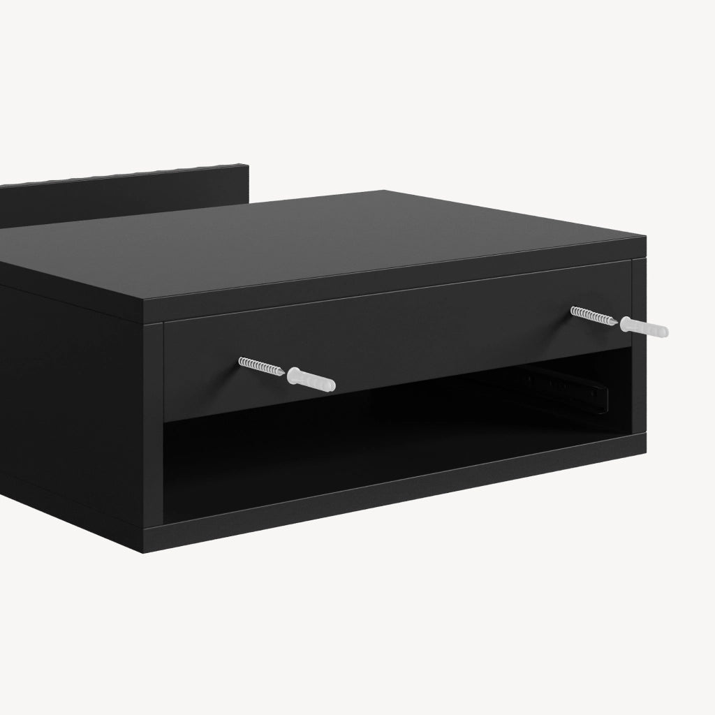 Set di 2 Comodini Sospesi da Parete Nand con Cassetto 42x30x15 cm Nero [en.casa]