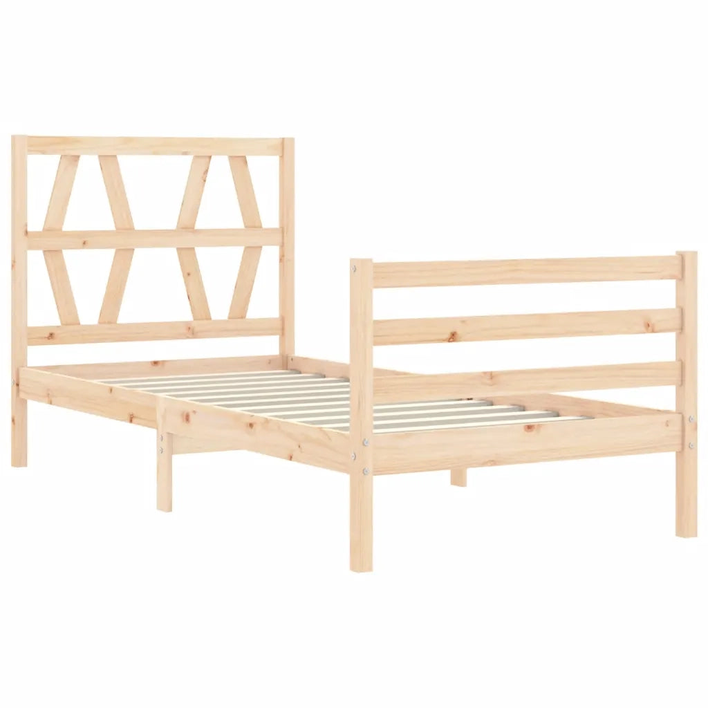Giroletto con Testiera Single-Struttura Letto in Legno Massello 307255