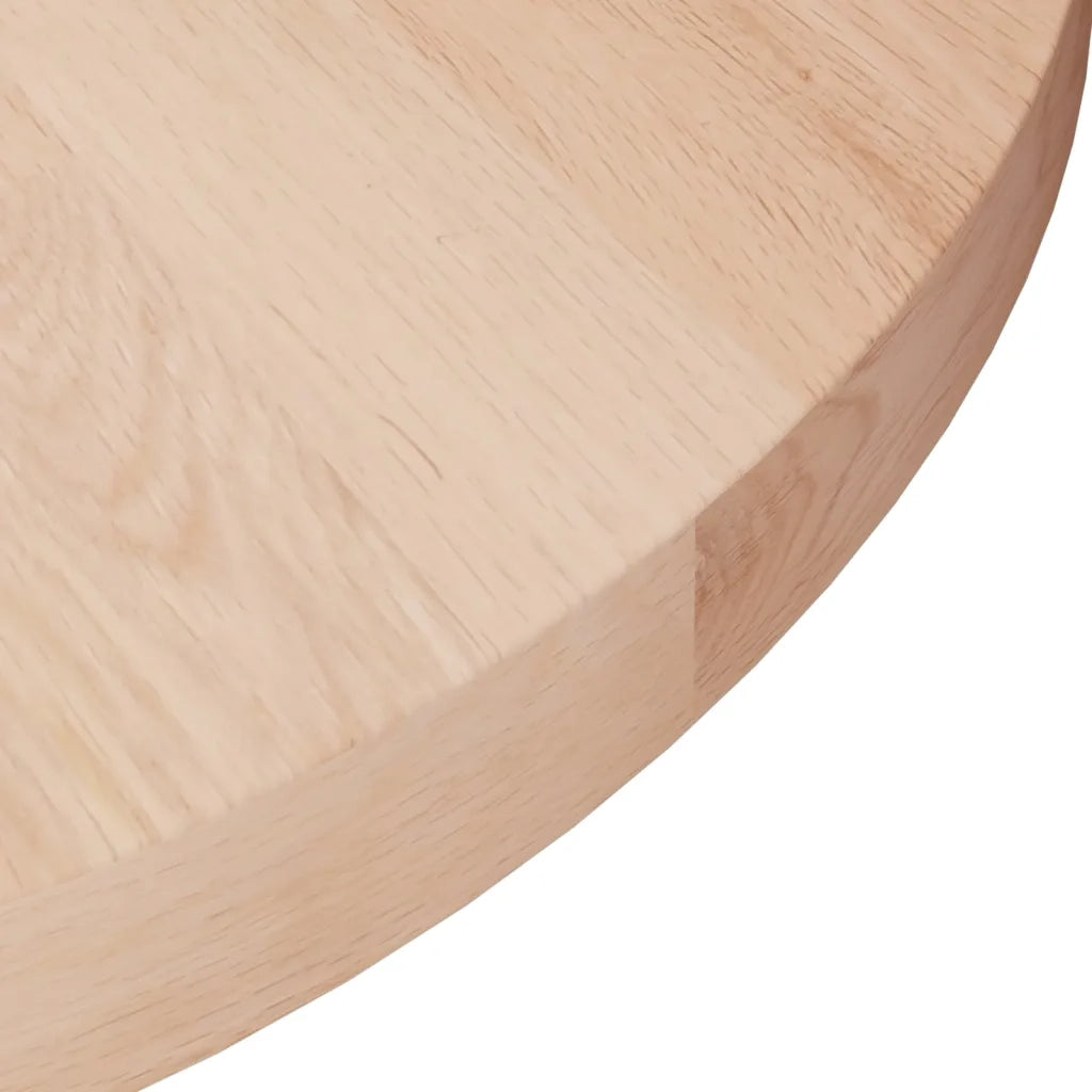 Piano Tavolo | Superficie Tavolo | Piano Scrivania Rotondo ?40x2,5 cm Massello di Rovere Non Trattato
