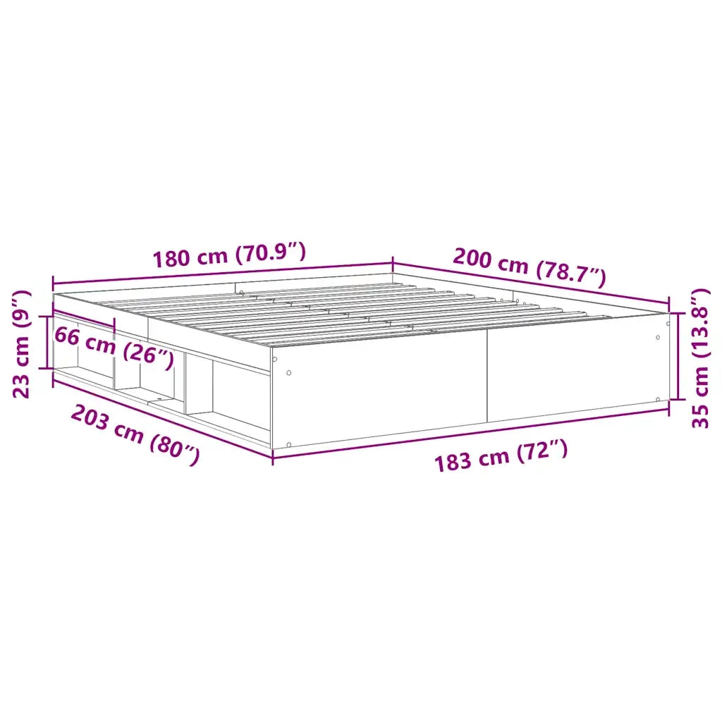 Letto matrimoniale | Letto per adulti | Giroletto Bianco 180x200 cm Super King