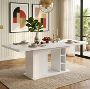 Tavolo da pranzo allungabile 140/180x80 cm con contenitore in MDF bianco