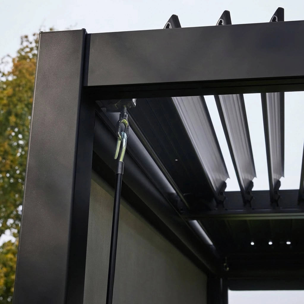 Pergola bioclimatica 3x4m in alluminio e acciaio, lamelle orientabili