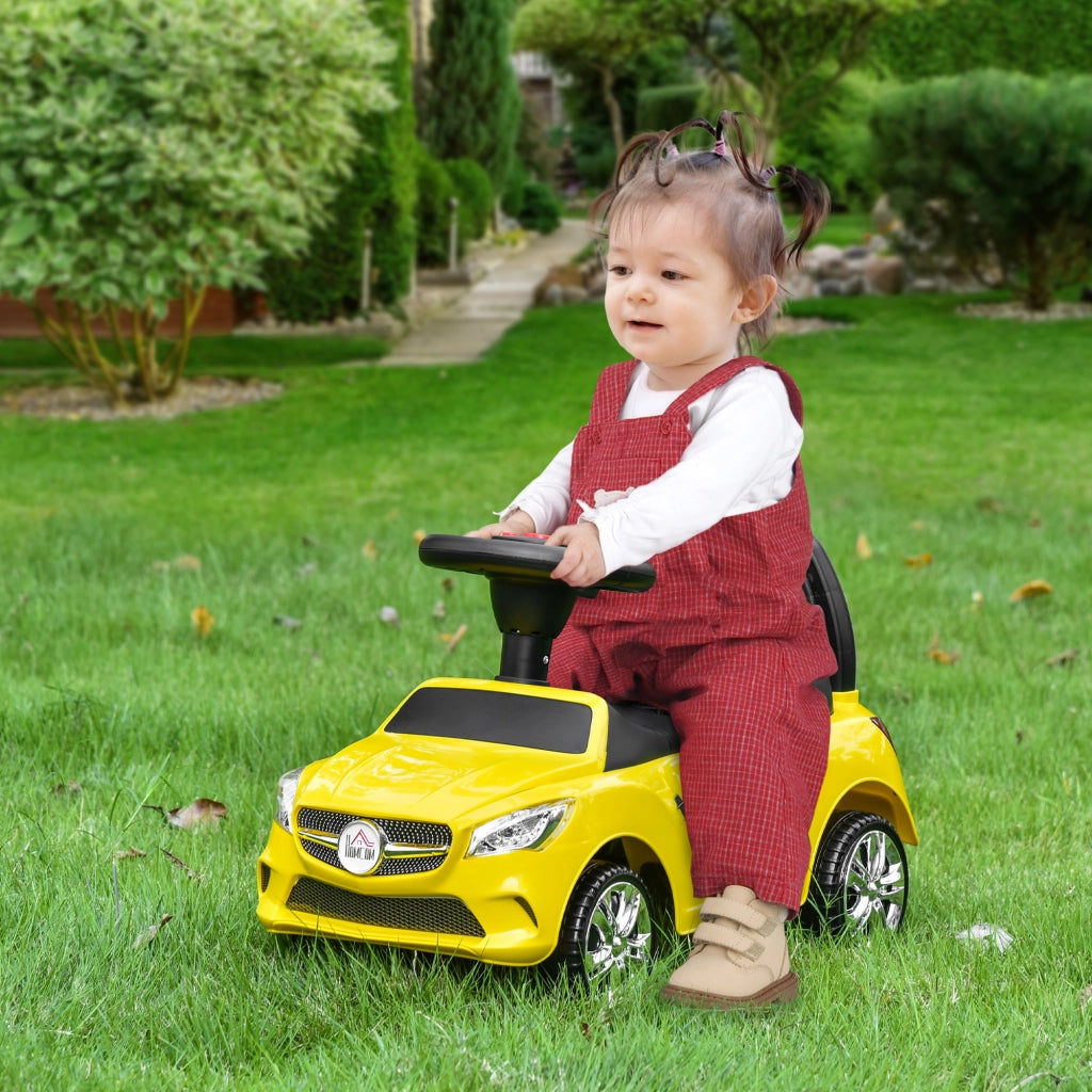 Macchinina Cavalcabile per Bambini con Volante e Luci ¨C zephmum ¨C Giallo 63.5x36x28 cm