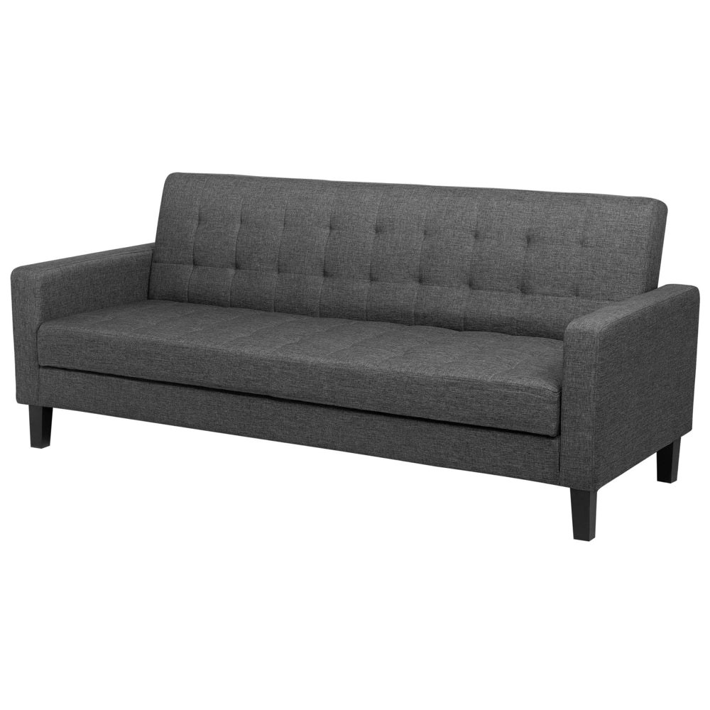 Divano Letto In Tessuto Grigio Scuro A 3 Posti Con Rivestimento Trapuntato Click Clack