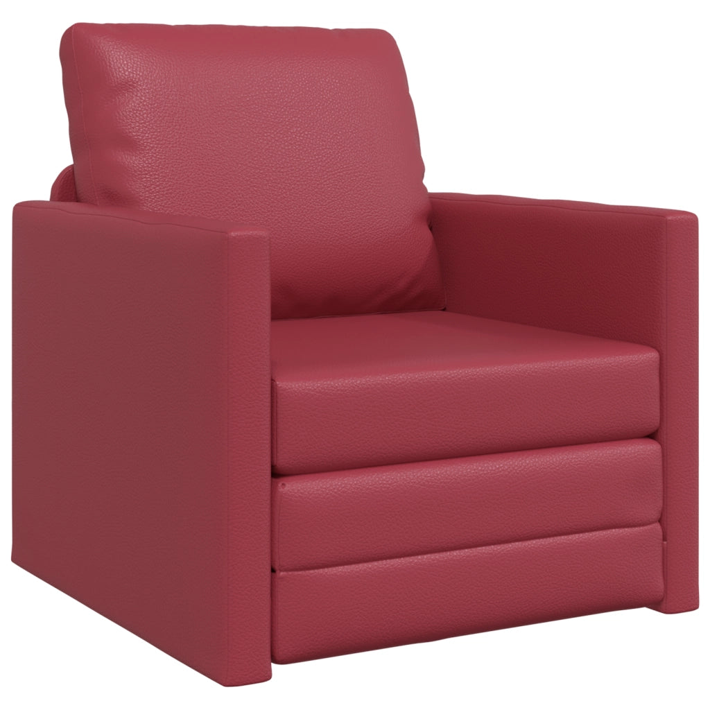 Divano Letto 2-in-1 Rosso Borgogna 74x77x81 cm Ecopelle