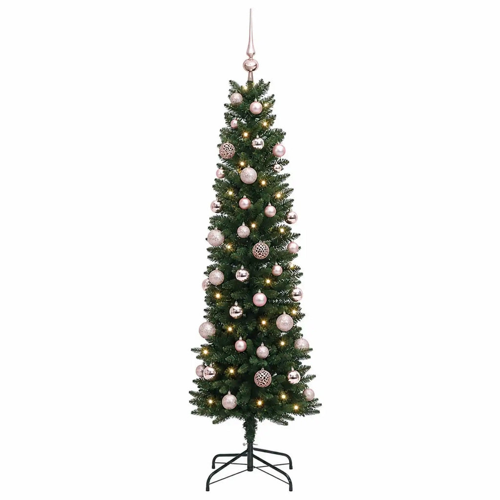 Albero di Natale Artificiale Slim con Palline 120 cm 150 LED 3465829