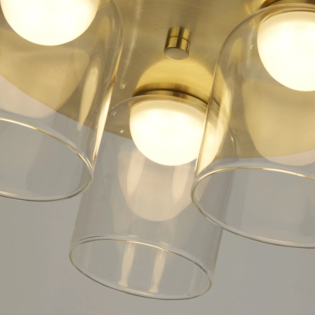 Highball LED 3Lt a filo, ottone satinato e vetro trasparente IP44