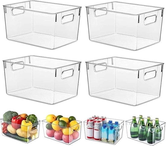 Set di 4 contenitori trasparenti per frigorifero e cucina