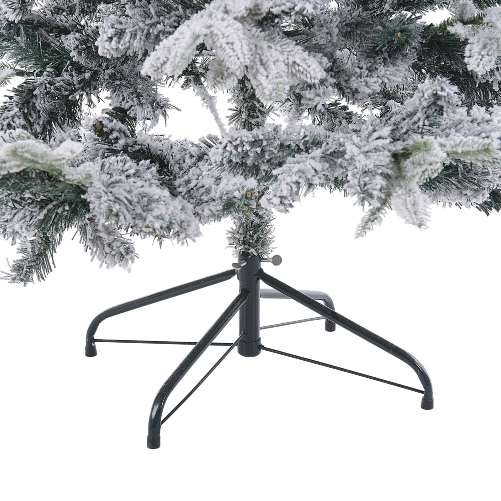 Albero di Natale Artificiale Bianco Innevato con Base in Metallo 210 cm