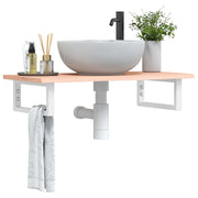 vidaXL Ripiano a Parete per Lavabo in Acciaio e Massello di Rovere