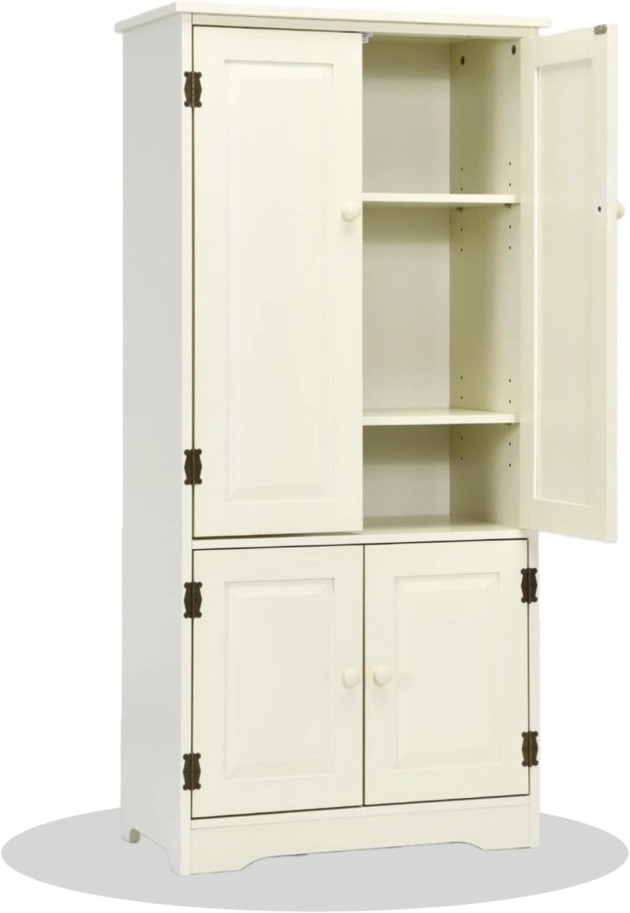 Armadio Alto in Legno con 2 Ripiani Regolabili, Armadio da Guardaroba Verticale con Dispositivo Anti-Rovesciamento, Mobile Organizzatore, Grande Spazio, 58,5 x 32 x 123 cm, Nero
