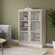 Libreria Amphan, Scaffale da ufficio, Mobile portalibri, Biblioteca, 79x28 h107 cm, Bianco e Quercia