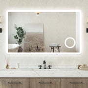 Specchio bagno Rettangolare 140x80cm Led Con 3 Luci + 3X Lente d'ingrandimento + Antiappannamento