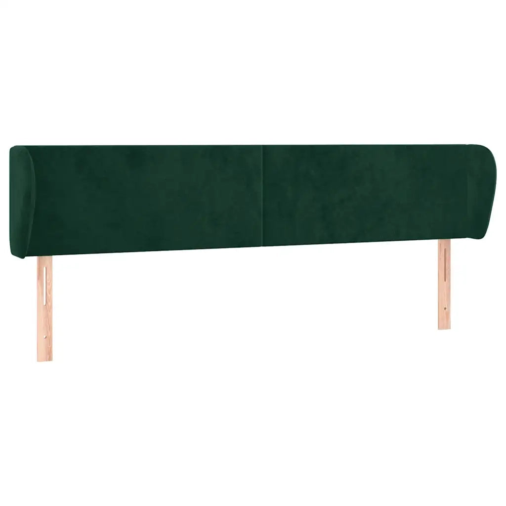 Testiera ad Orecchio-Testata con Orecchie Verde Scuro 163x23x78/88 cm in Velluto 260326