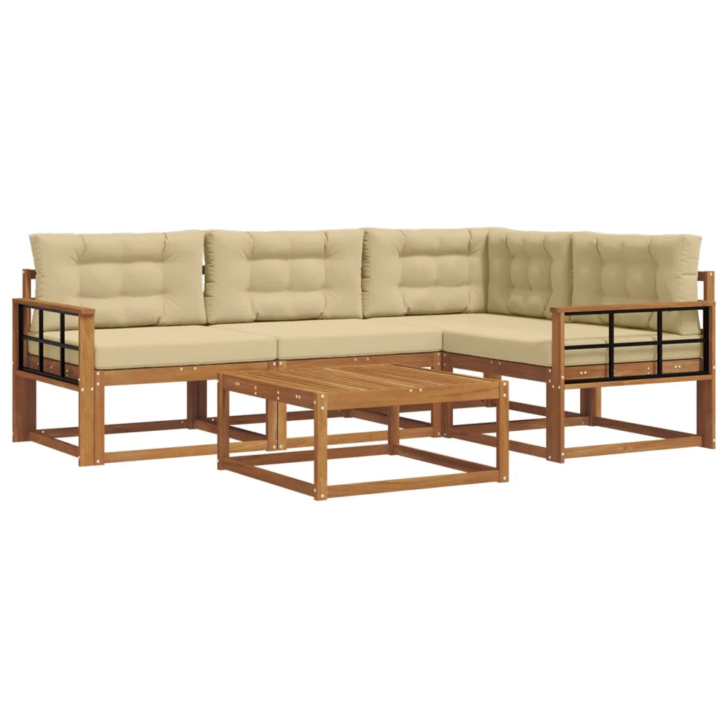 Set di divani da esterno con cuscino 5 pcs Naturale e Beige 3367556
