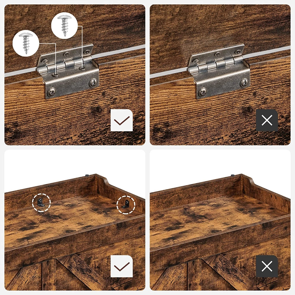Cassapanca portaoggetti da interno scarpiera pouf panca portaoggetti per bambini con cerniere di sicurezza stile fienile 100 x 40 x 46 cm marrone 12_0005139