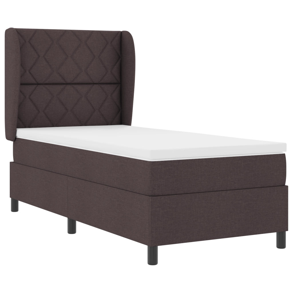Letto Box Spring  con Materasso - Marrone Scuro, 100x200 cm, Tessuto