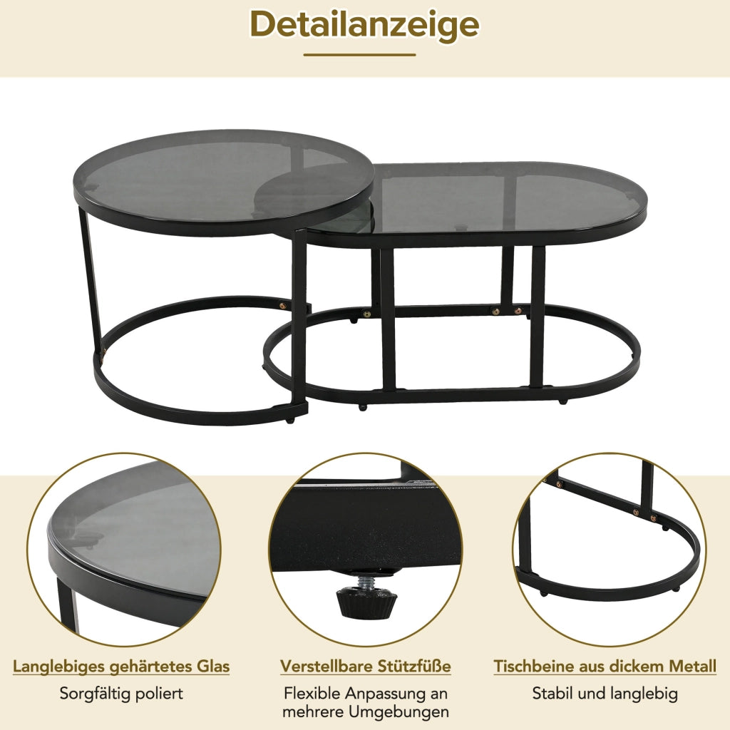 Set Salotto da Giardino 5 Pezzi con Cuscini ¨C MINIMAL ¨C Corda/Vetro, Grigio