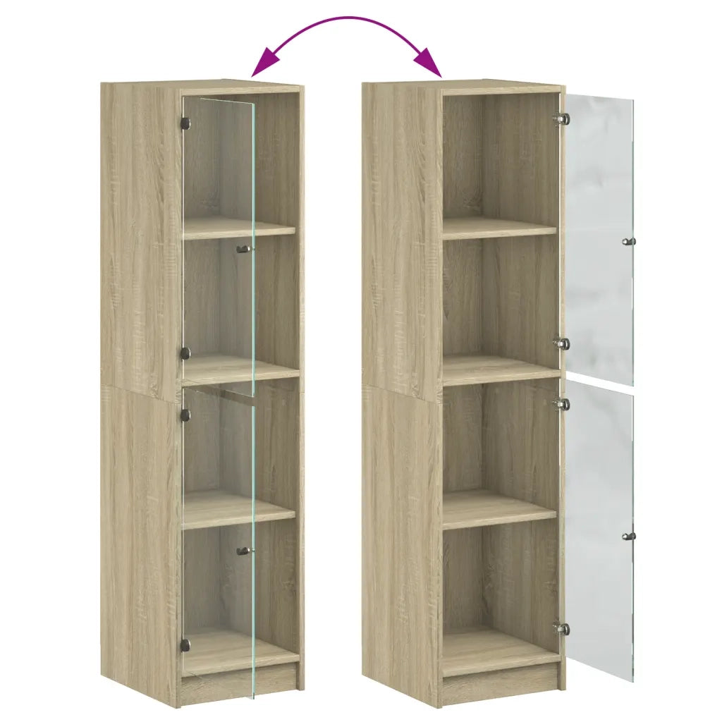 Credenza con Ante in Vetro Rovere Sonoma 35x37x142 cm