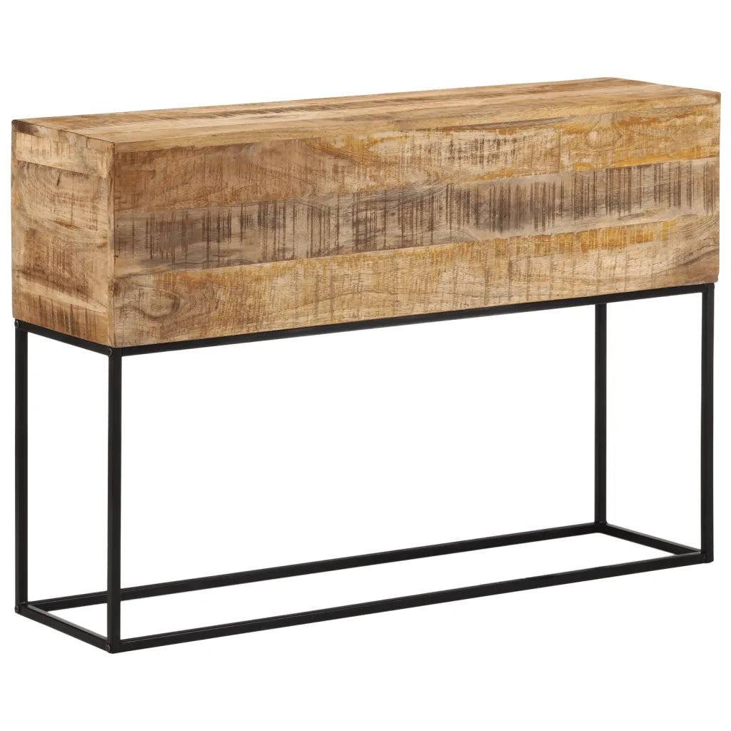 Tavolo Consolle | Tavolo d'Ingresso 110x30x75cm Legno Massello Mango Grezzo e Ferro