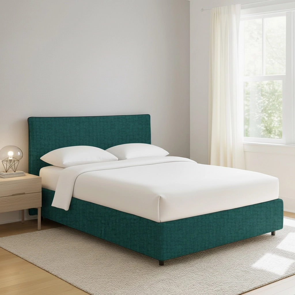 Oldham, Letto Piazza e Mezza Sfoderabile Made in Italy, Verde Petrolio