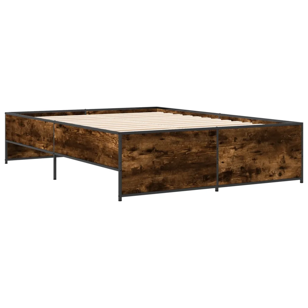 Giroletto-Struttura Letto Rovere Fumo 120x200 cm in Legno Multistrato Metallo 509635