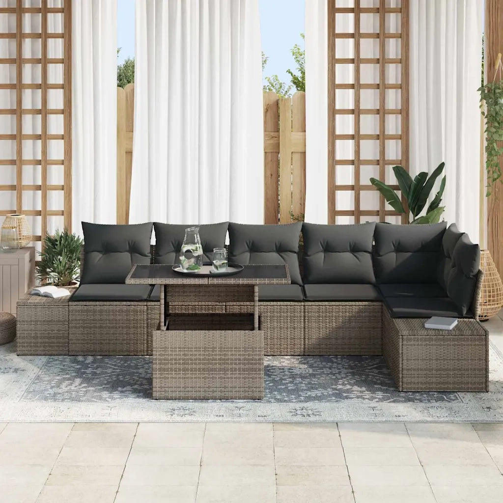 Set Divano da Giardino con cuscino 7 pcs Grigio 3349195