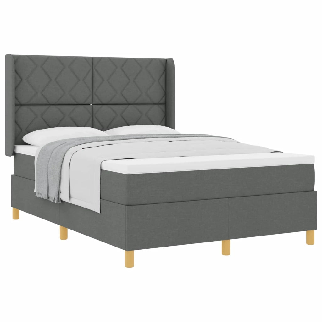 Letto a molle con materasso Grigio scuro 140 x 200 cm Tessuto 3341897