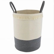 Trade Shop - Cesto Porta Biancheria Sporca Corda Intrecciata Borsa Con Manici 35x45 Cm 10654 -