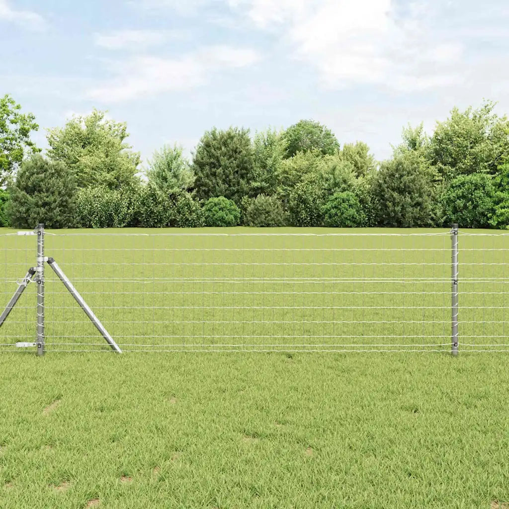 Recinzione con Posto Argento 0,4 x 50 m Acciaio e PVC