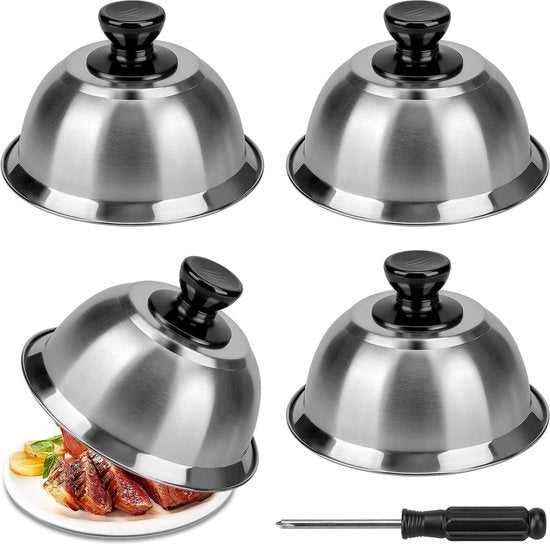 Set di 4 pannini in acciaio inossidabile - 16 x 9 cm con uncino - forno a fusione - carne - pizzeria - cucina - griglia - campeggio - picnic