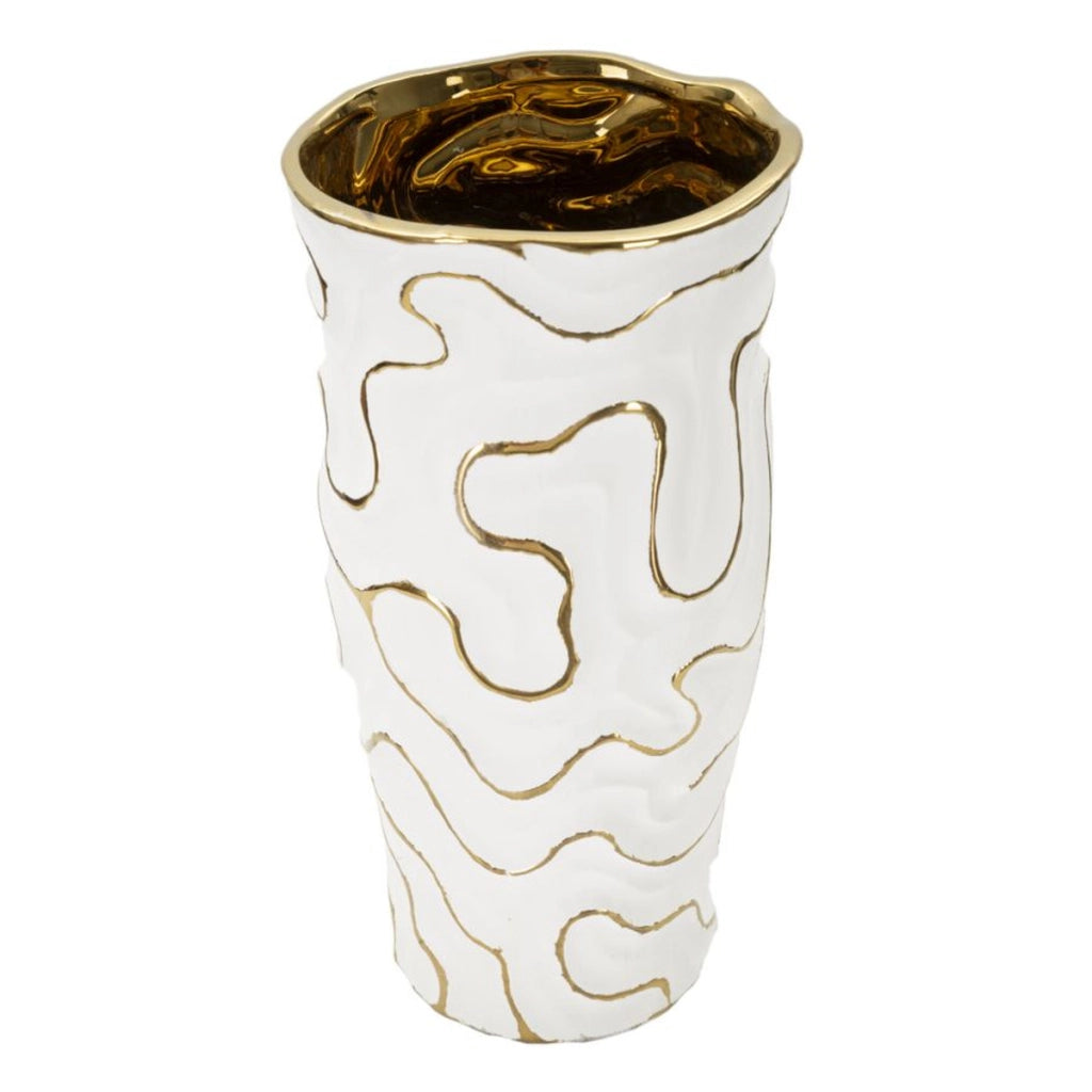Vaso Decorativo VKH640, Bianco, Ceramica, 16x16x32,5 cm