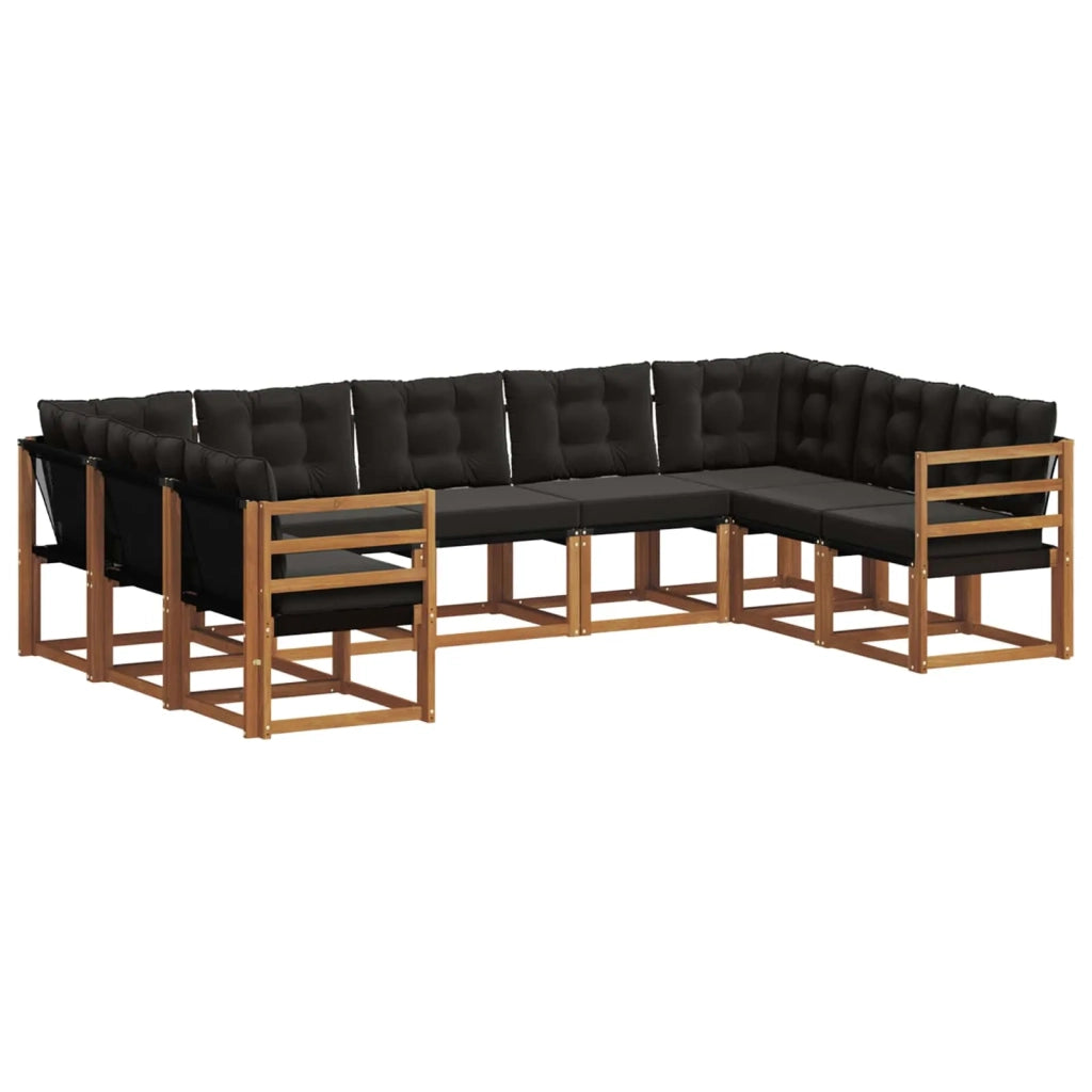 Set di divani da esterno con cuscino 9 pcs Naturale e Nero 3369039