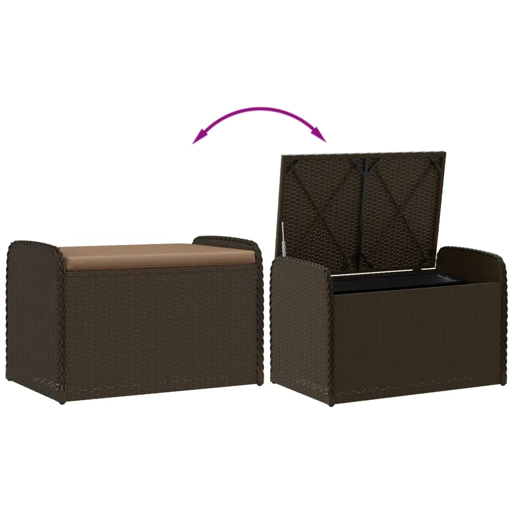 Cassapanca con Cuscino-Baule-Panca con ContenitoreMarrone 80x51x52 cm in Polyrattan
