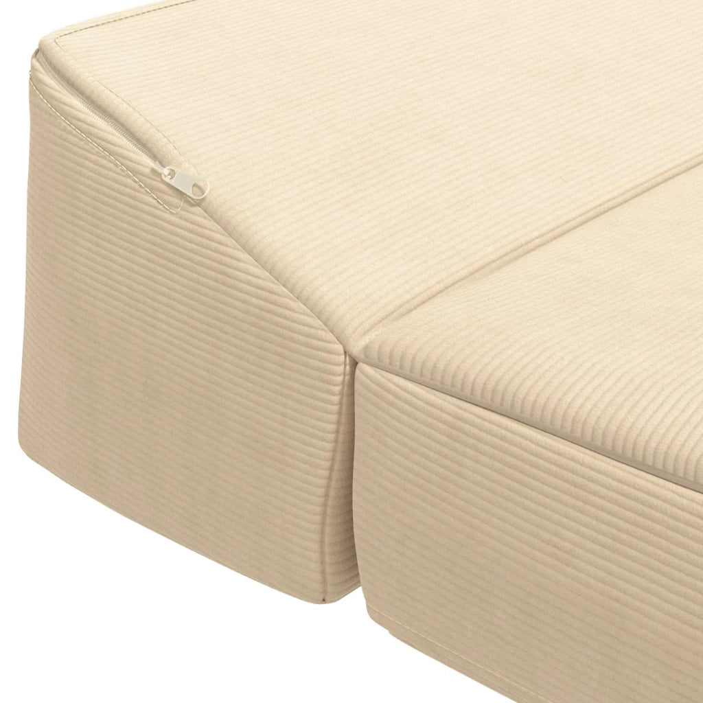 Divano Letto Pieghevole Crema 200 x 70 x 10 cm Tessuto in Cords 900031