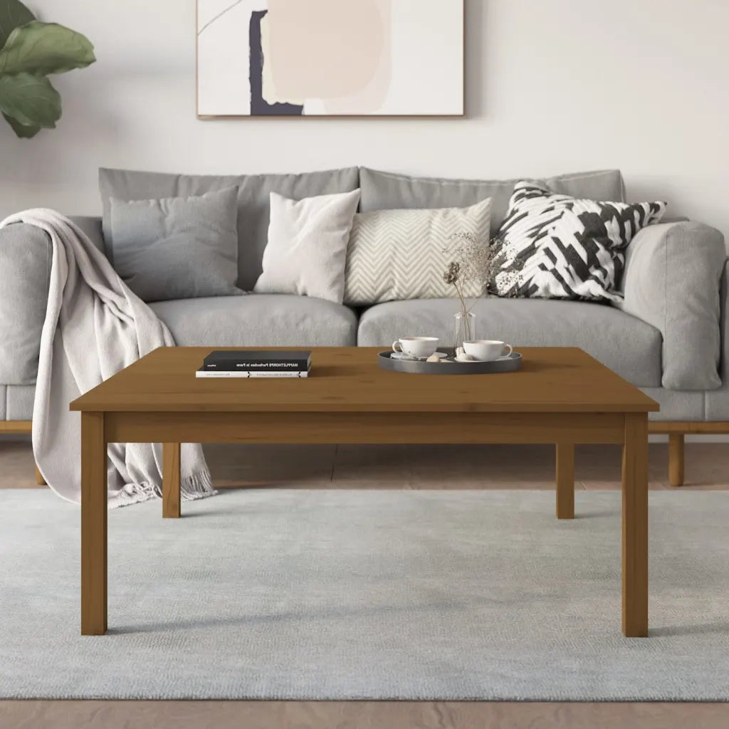 Tavolino da Salotto Marrone Cera 100x100x40 cm Legno di Pino 814292