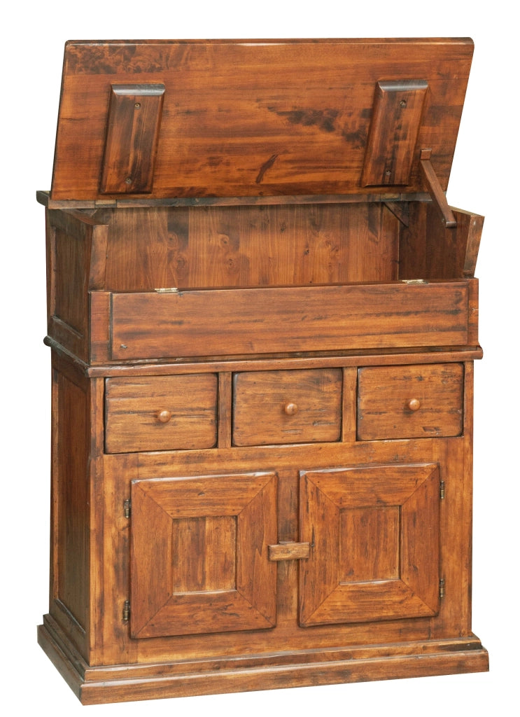 Biscottini Madia in legno massello di tiglio finitura noce L81xPR45xH92 cm. Made in Italy