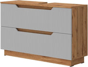 Mobile sottolavabo per bagno Lotta, Quercia/grigio, 99.4 x 62.5 cm con 2 cassetti