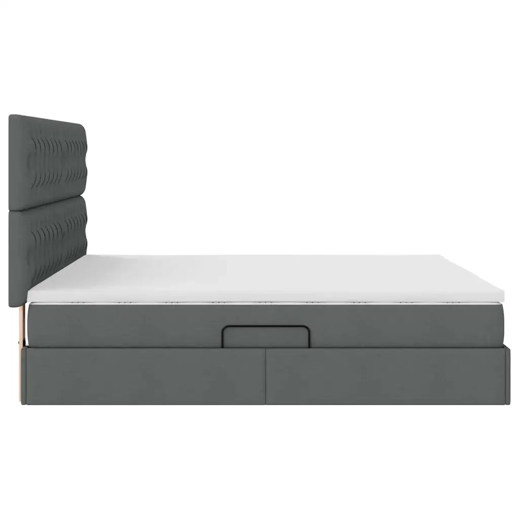 Letto con contenitore e materasso Grigio scuro 160 x 200 cm